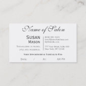 美容師のグリッターの魅力 予約カード (裏面)