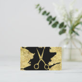 美容師のグリッターは粋な黒及び金ゴールドを切ります 名刺 (スタンド正面)