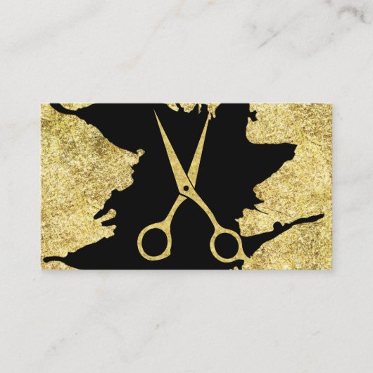 美容師のグリッターは粋な黒及び金ゴールドを切ります 名刺 (正面)