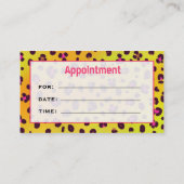 美容師のサロンのアポイントメントのオレンジのヒョウ 予約カード (裏面)