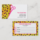 美容師のサロンのアポイントメントのオレンジのヒョウ 予約カード (正面/裏面)