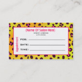美容師のサロンのアポイントメントのオレンジのヒョウ 予約カード (裏面)