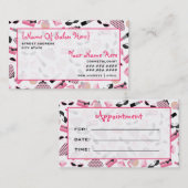 美容師のサロンのアポイントメントのガーリーなピンク 予約カード (正面/裏面)