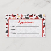 美容師のサロンのアポイントメントのガーリーな赤 予約カード (裏面)