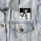 美容師のサロンのシックで粋なはさみのファッション 缶バッジ (インサイチュ)