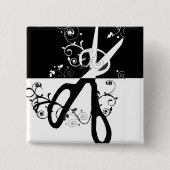 美容師のサロンのシックで粋なはさみのファッション 缶バッジ (正面)