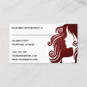 美容師のサロンのシルエットビジネス 予約カード (裏面)