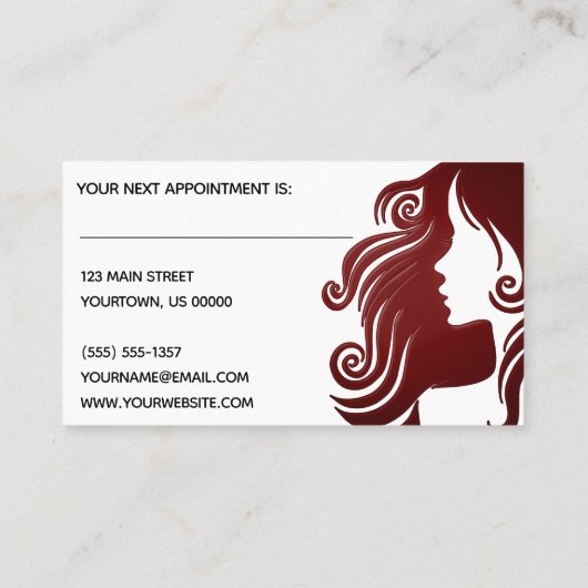 美容師のサロンのシルエットビジネス 予約カード (裏面)