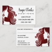 美容師のサロンのシルエットビジネス 予約カード (正面/裏面)