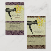 美容師のサロンのスパの花のダマスク織のヘアードライヤー 予約カード (正面/裏面)