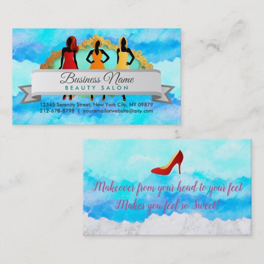 美容師のサロンのスローガンの名刺 名刺 (正面/裏面)