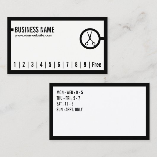 美容師のサロンのミニマルなボーダーロイヤリティの穿孔器 ロイヤリティカード (正面/裏面)