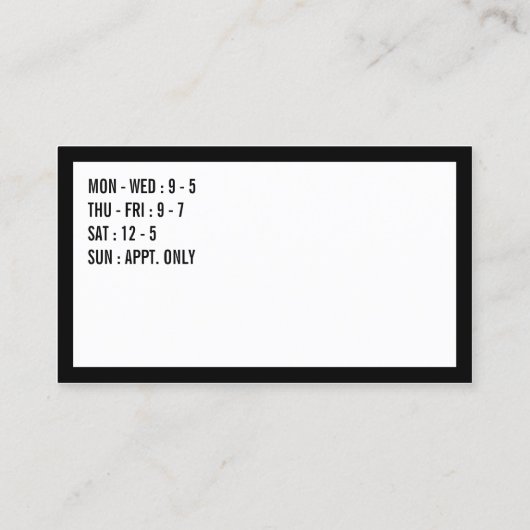 美容師のサロンのミニマルなボーダーロイヤリティの穿孔器 ロイヤリティカード (裏面)