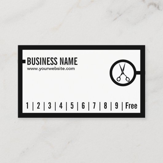 美容師のサロンのミニマルなボーダーロイヤリティの穿孔器 ロイヤリティカード (正面)