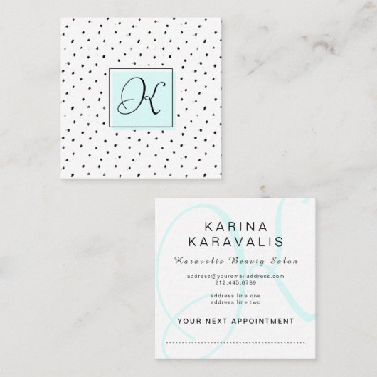 美容師のサロンのモノグラムのアポイントメントカード 予約カード (正面/裏面)