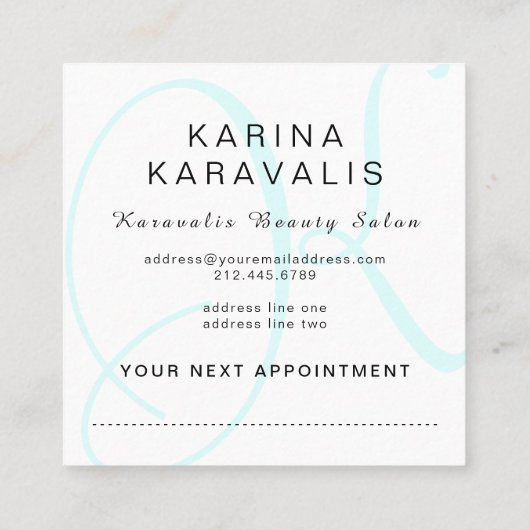 美容師のサロンのモノグラムのアポイントメントカード 予約カード (裏面)