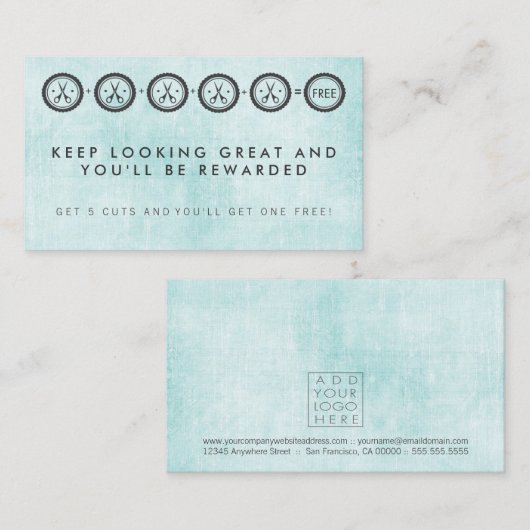 美容師のサロンのロイヤリティのプログラム・カード ロイヤリティカード (正面/裏面)