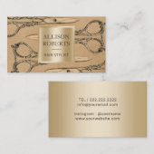 美容師のサロンの金ゴールドはヴィンテージクラフトを切ります 名刺 (正面/裏面)