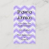 美容師のシェブロンの紫色のダマスク織の名刺 予約カード (裏面)
