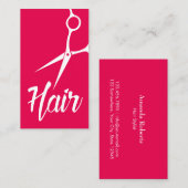 美容師のショッキングピンクのシンプルは切ります 名刺 (正面/裏面)