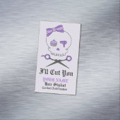 美容師のスカルは及び骨が交差した図形-紫色6 --を切ります マグネット名刺 (インサイチュ)