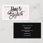 美容師のタイポグラフィのモダンな赤面のピンク 名刺 (正面/裏面)