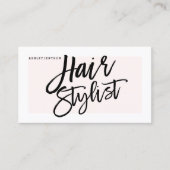 美容師のタイポグラフィのモダンな赤面のピンク 名刺 (正面)