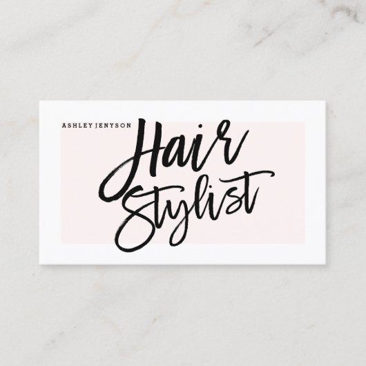 美容師のタイポグラフィのモダンな赤面のピンク 名刺 (正面)