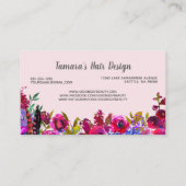 美容師のバーガンディの専門の花のピンク 名刺 (裏面)