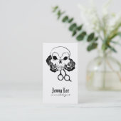 美容師のパンクのグランジなスカルの美容師の入れ墨 名刺 (スタンド正面)