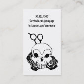 美容師のパンクのグランジなスカルの美容師の入れ墨 名刺 (裏面)