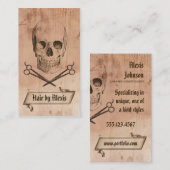 美容師のパンクのグランジなスカルの美容師の茶色 名刺 (正面/裏面)