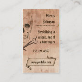 美容師のパンクのグランジなスカルの美容師の茶色 名刺 (裏面)