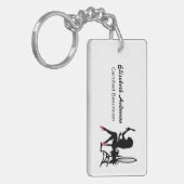 美容師のピンクおよび黒い女の子らしい女の子の美容師 キーホルダー (正面左)