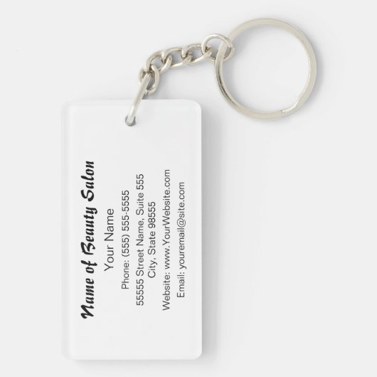 美容師のピンクおよび黒い女の子らしい女の子の美容師 キーホルダー (裏面)