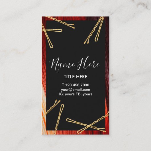 美容師のヘアークリップが付いている縦の名刺 名刺 (裏面)