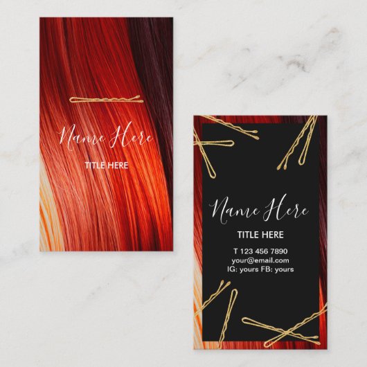 美容師のヘアークリップが付いている縦の名刺 名刺 (正面/裏面)