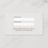 美容師のヘアーサロンのプロフェッショナルの紹介 紹介カード (裏面)