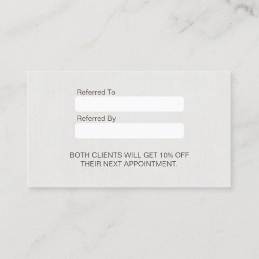 美容師のヘアーサロンのプロフェッショナルの紹介 紹介カード (裏面)