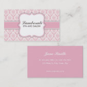 美容師のメーキャップアーティストのエレガントなダマスク織の花柄 名刺 (正面/裏面)