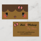 美容師のメーキャップアーティストの愛らしい漫画の女の子 名刺 (正面/裏面)