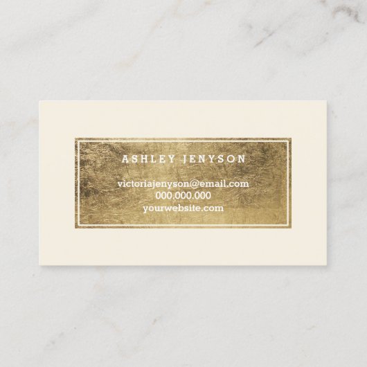 美容師のモダンでフェイクな金ゴールドのタイポグラフィのアイボリー 名刺 (裏面)