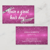 美容師のモダンなピンクの《写真》ぼけ味の背景のサロン 名刺 (正面/裏面)