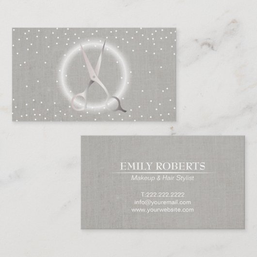 美容師のモダンな円の銀の紙吹雪の点 名刺 (正面/裏面)