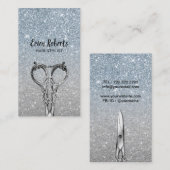 美容師のモダンな挨りだらけの青い及び銀製のグリッター 名刺 (正面/裏面)