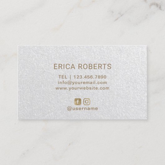 美容師のモダンな金ゴールドのタイポグラフィの上品な銀 名刺 (裏面)