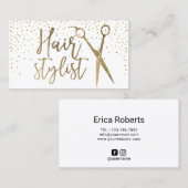 美容師のモダンな金ゴールドはタイポグラフィを切ります 名刺 (正面/裏面)