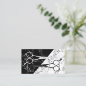 美容師のモダンな黒い及び白は大理石を切ります 名刺 (スタンド正面)