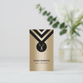 美容師のモダンな黒及び金ゴールド 名刺 (スタンド正面)