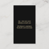 美容師のモダンな黒及び金ゴールド 名刺 (裏面)
